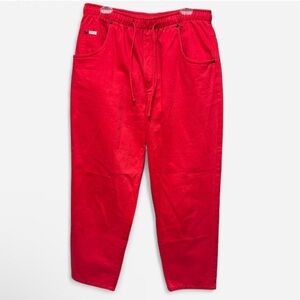 Vintage Red Bill Blass Blass Sport Cotton  Drawstring Elastic Waist Mom Jeans